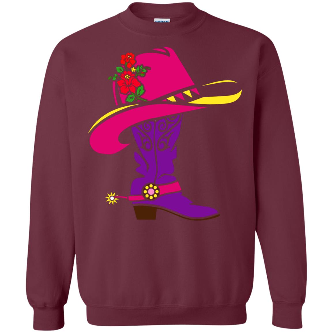 Cowgirl Boots With Hat T-shirt Maroon