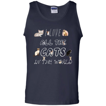 I Love All The Cats In The World Cat Lovers Shirt For Mens Or Womens Navy