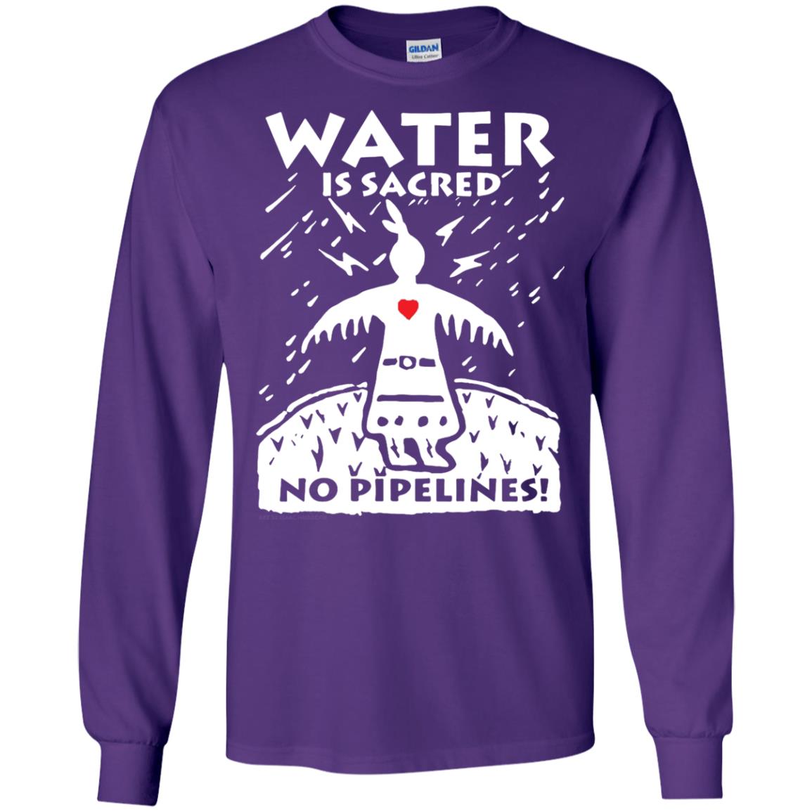 Water Is Sacred No Pipelines T-shirt Purple