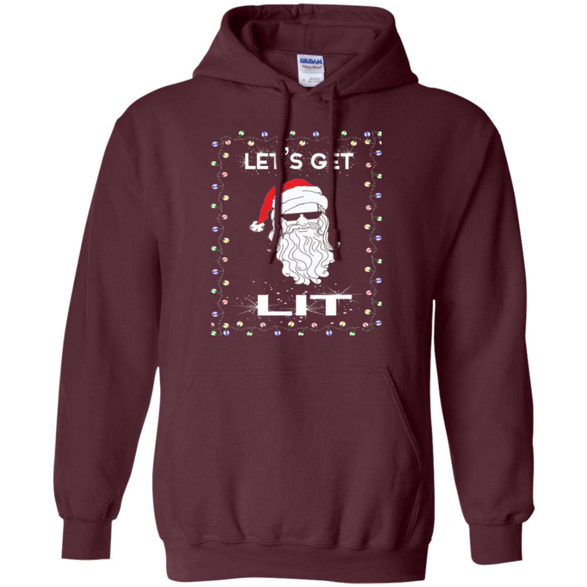 Christmas T-shirt Let_s Get Lit Maroon