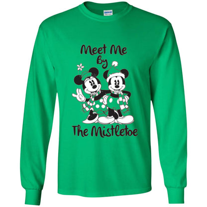 Christmas T-shirt Meet Me By Mistletoe Irish Green