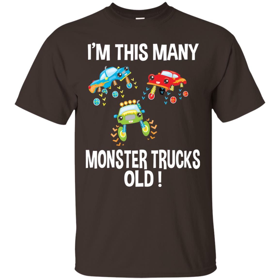 Birthday 3th Shirt Im This Many Monster Trucks Old Dark Chocolate