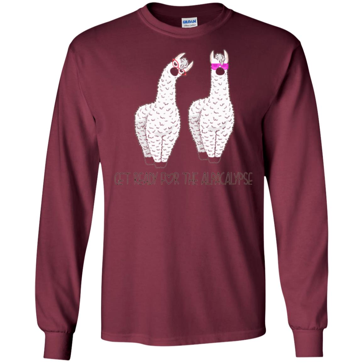 Funny Alpaca T-shirt Get Ready For The Alpacalypse Maroon