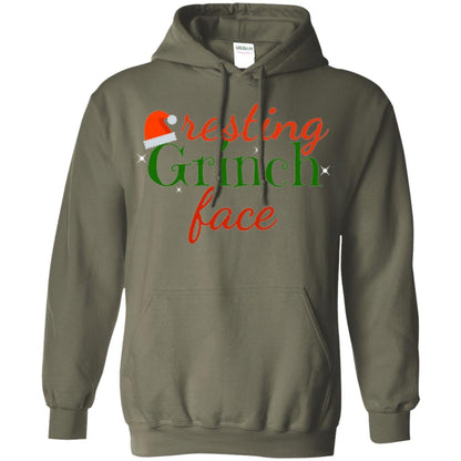 Funny Christmas T-shirt Resting Grinch Face Military Green
