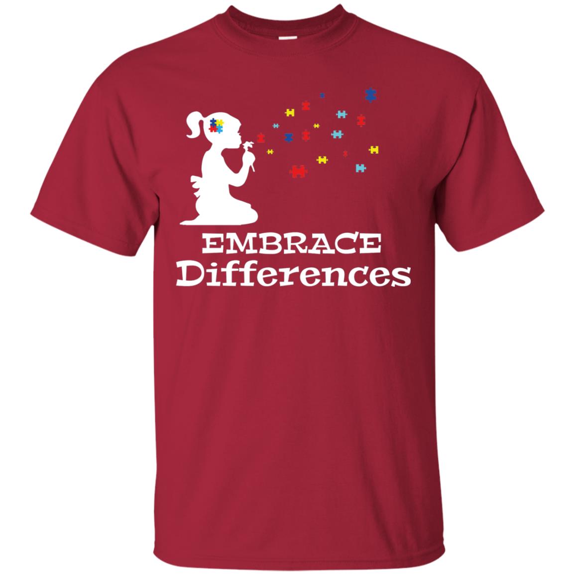 Embrace Differences Autism Awareness T-shirt Cardinal