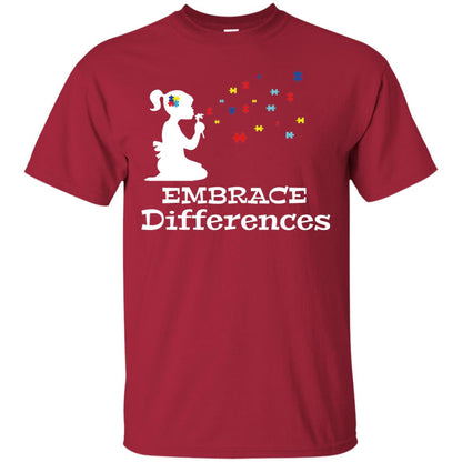 Embrace Differences Autism Awareness T-shirt Cardinal