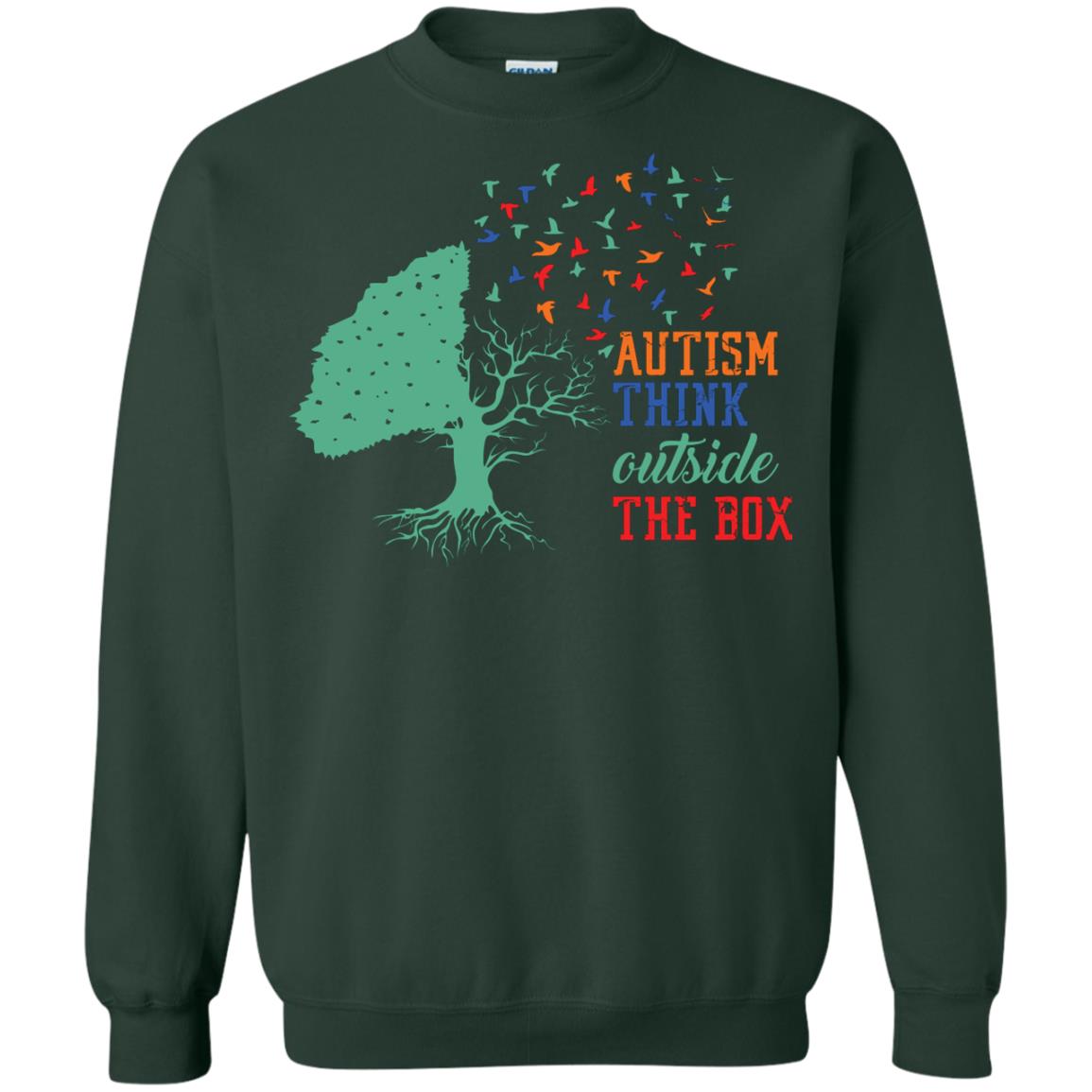 Autism Think Outside The Box Autism Awearness T-shirt Forest Green