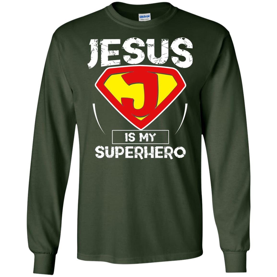 Jesus Is My Superhero Christian Movie Fan T-shirt Forest Green