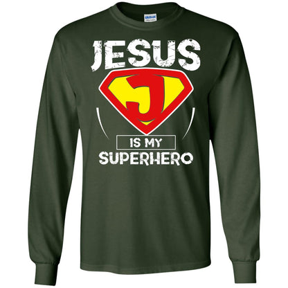 Jesus Is My Superhero Christian Movie Fan T-shirt Forest Green