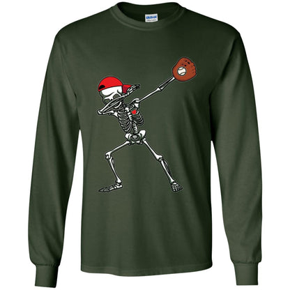Dabbing Skeleton Baseball Lover T-shirt Forest Green