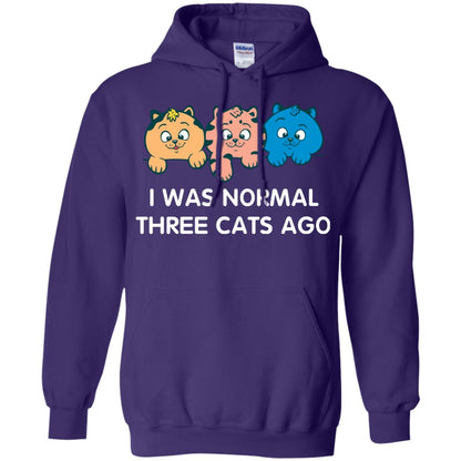 Cat Lover T-shirt I Was Normal Three Cats Ago Purple