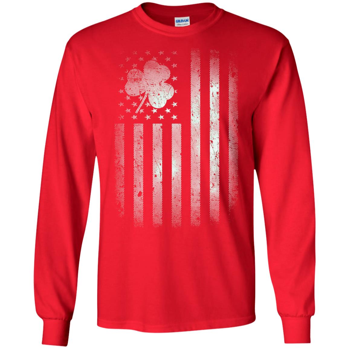 Vintage Irish American Shamrock Flag St Patricks Day T-shirt Red