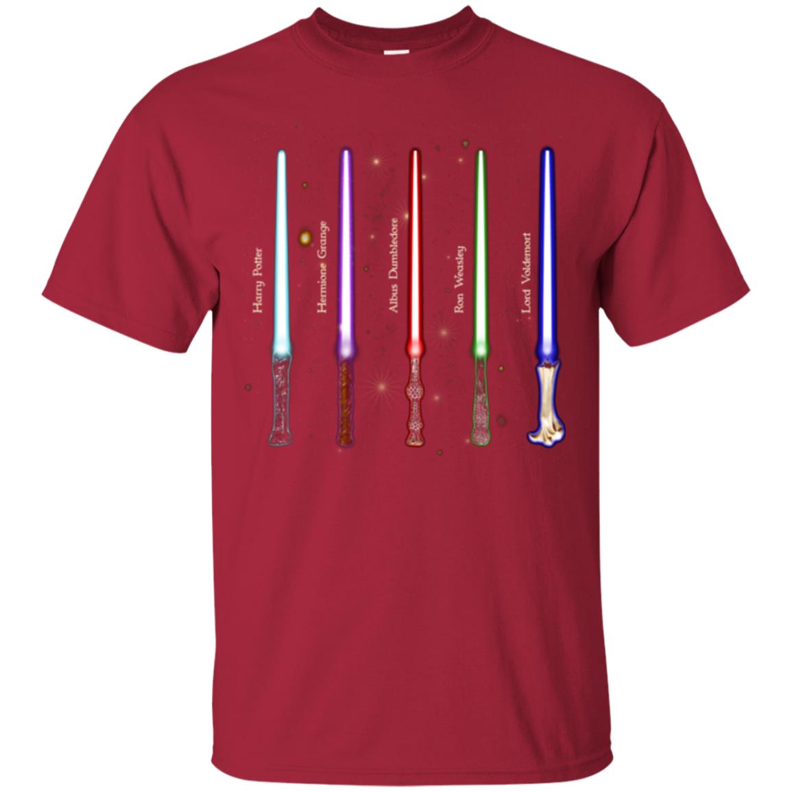 Harry Potter Lightsaber Wands Movie Fan T-shirt Cardinal