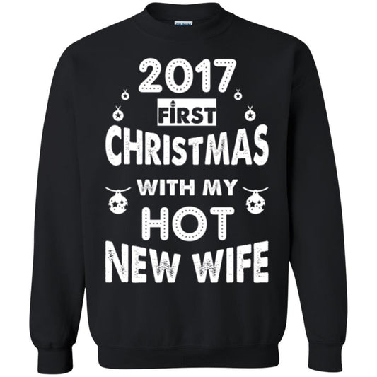 Husband T-shirt 2017 Frist Christmas With My Hot New Wife Black