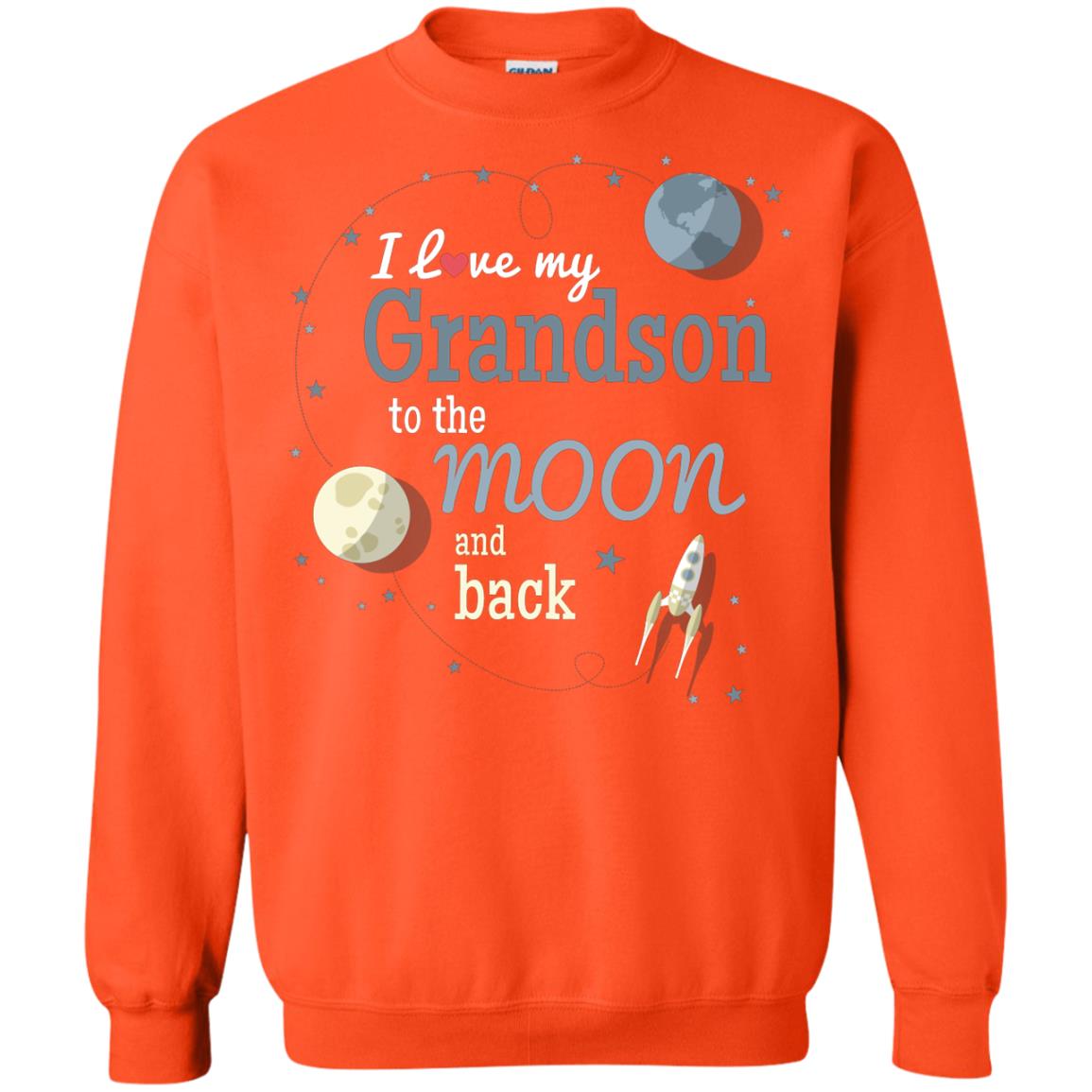 I Love My Grandson To The Moon And Back Grandparents Shirt Orange