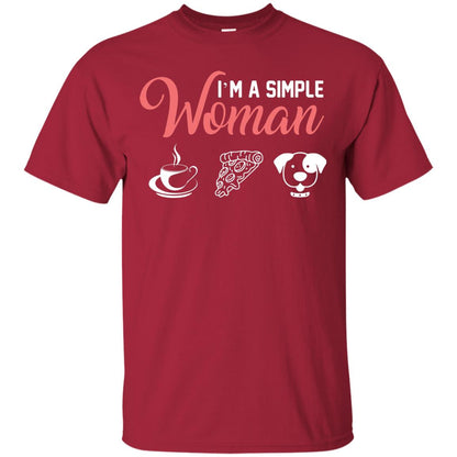 I’m A Simple Woman Love Coffee Pizza And Puppies Gift Shirt For Woman Cardinal