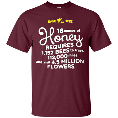 Save The Bees Honey Bee T-shirt Maroon