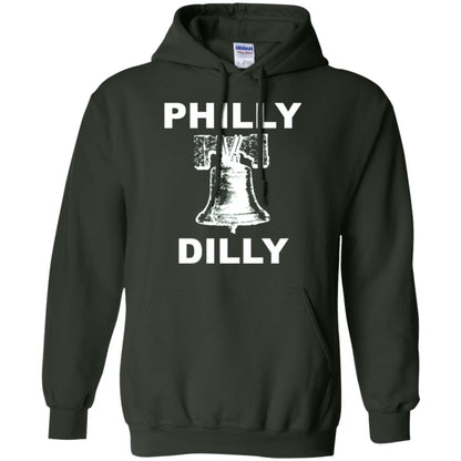 Football T-shirt Philly Dilly With Liberty Bell And Crack Philadelphia Forest Green