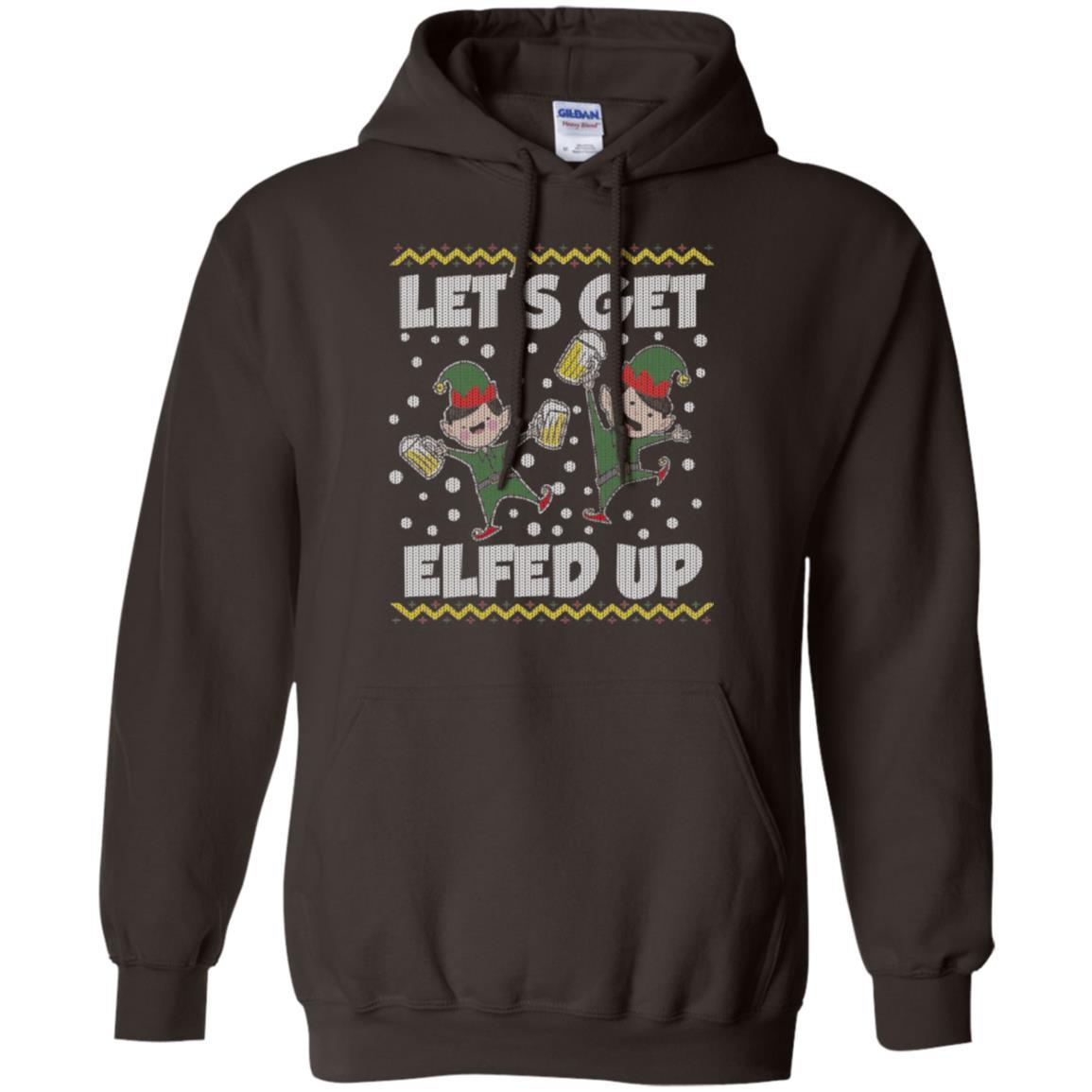 Christmas T-shirt Let's Get Elfed Up Dark Chocolate