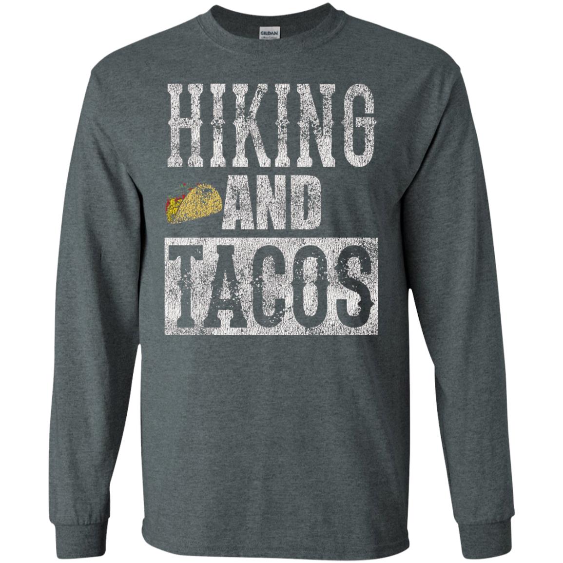 Hiking And Tacos Funny Taco Distressed T-shirt Dark Heather