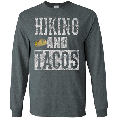 Hiking And Tacos Funny Taco Distressed T-shirt Dark Heather