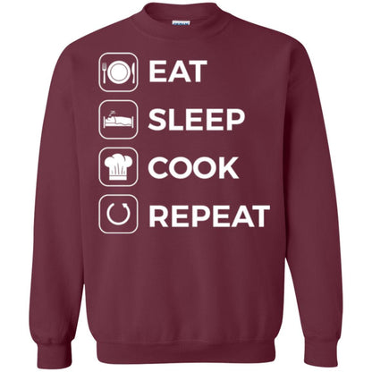 Chef T-shirt Eat Sleep Cook Repeat T-shirt Maroon