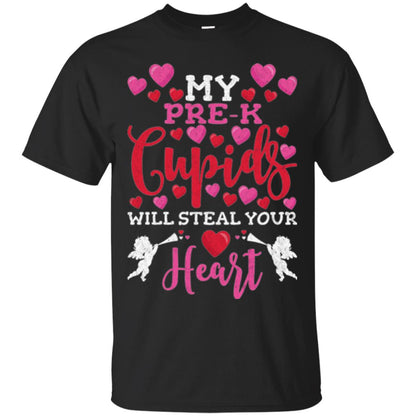 Teacher Valentines Day Shirt My Pre-k Cupids Will Steal Your Heart Black