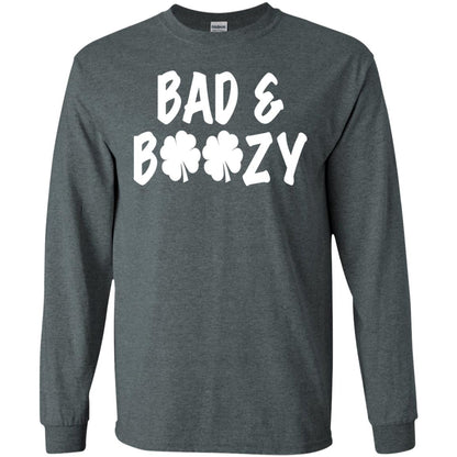 Bad And Boozy St. Patrick_s Day T-shirt Dark Heather