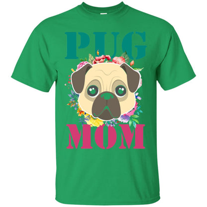 Floral Pug Mom T-shirt Puppy Pet Lover Irish Green
