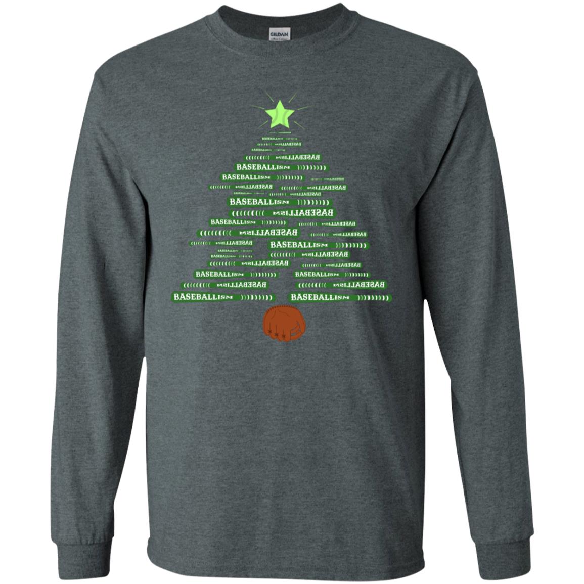 Baseballism Christmas Tree Gift Shirt Dark Heather
