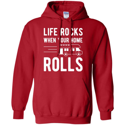 Camper Rv T-shirt Life Rocks When Your Home Roll Red