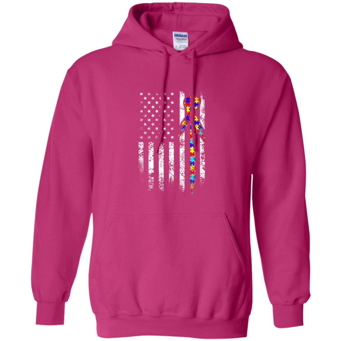 American Flag Distressed Autism Awareness T-shirt Heliconia
