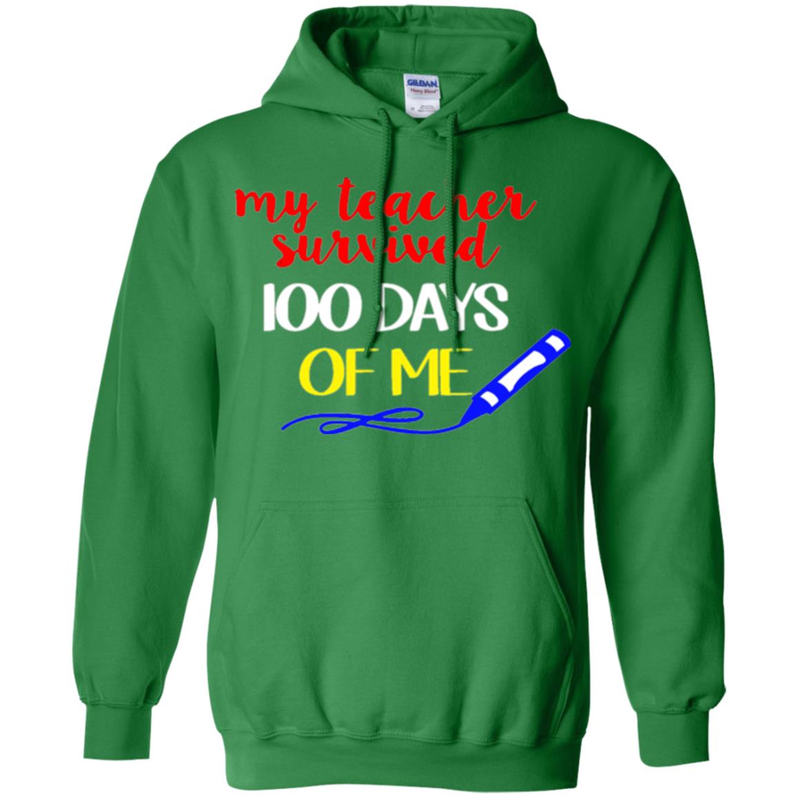 Student T-shirt My Teacher Survived 100 Days Of Me Irish Green