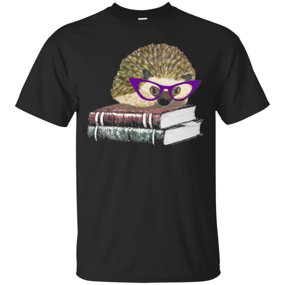 Adorable Hedgehog Book Nerd Gift Shirt Black