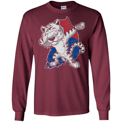 Dabbing White Tiger South Korea Flag T-shirt Maroon