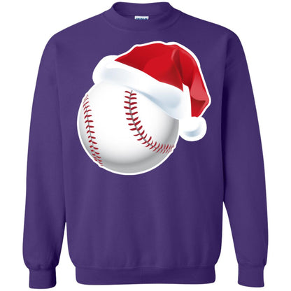 Baseball With Santa Claus Hat X-mas Shirt For Baseball Lovers Purple