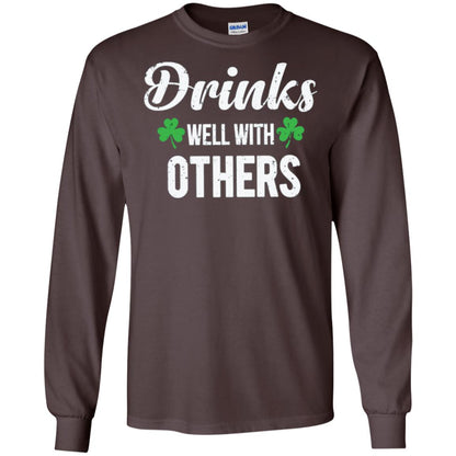Drinks Well With Others St. Patrick_s Day T-shirt Dark Chocolate