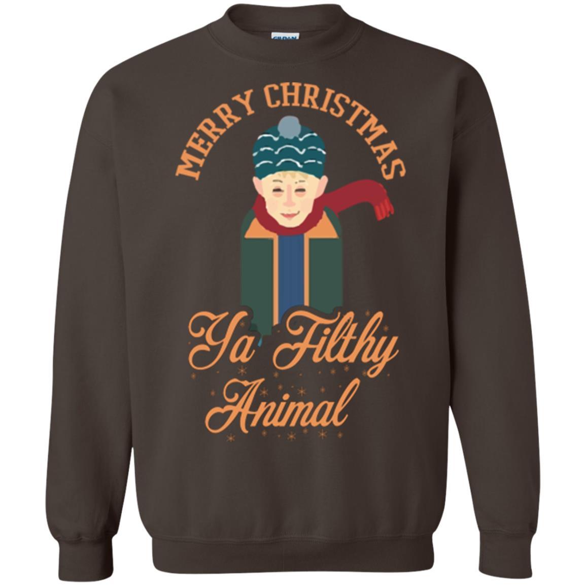 Christmas T-shirt Merry Christmas Ya Filthy Animal Dark Chocolate