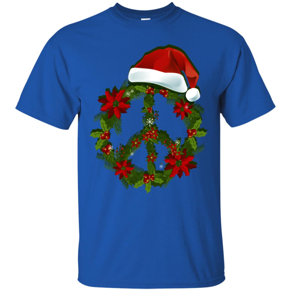 Peace Sign Christmas Wreath Gift Shirt For Men Women Kids Royal