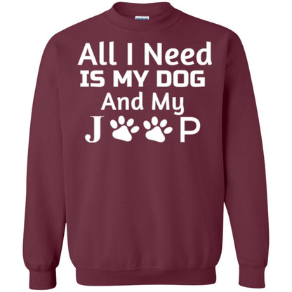 Dogs Lover T-shirt All I Need Is My Dog And My Jeep Maroon