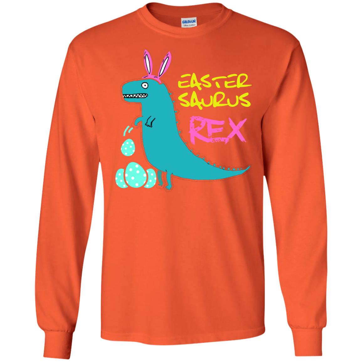 Easter Saurus Trex Bunny Dinosaur T-shirt Orange