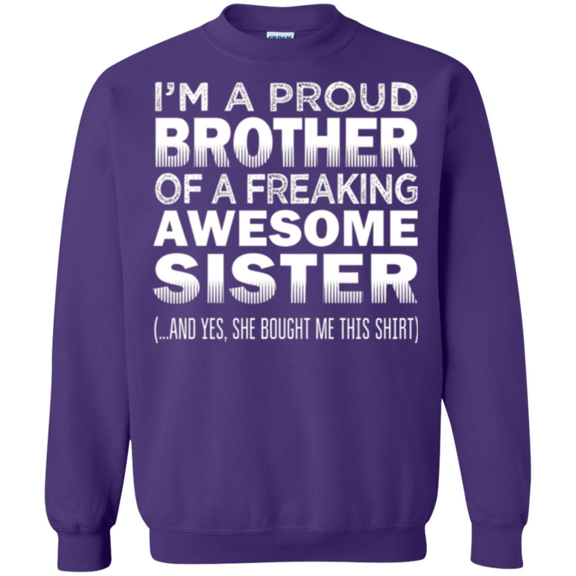 Brother T-shirt Proud Brother Of Freaking Awesome Sister Purple