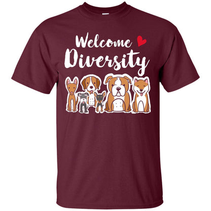 Dog Lover T-shirt Welcome Diversity Maroon