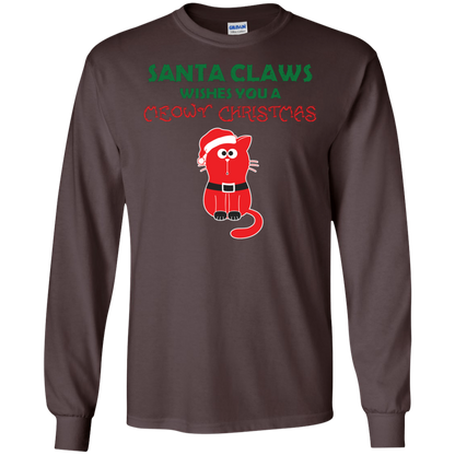 Christmas T-shirt Santa Claws Wishes You A Meowy Christmas Dark Chocolate