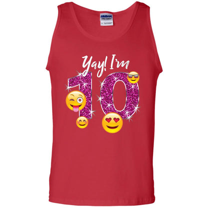 Funny Emoji Birthday 10th Birthday T-shirt Red