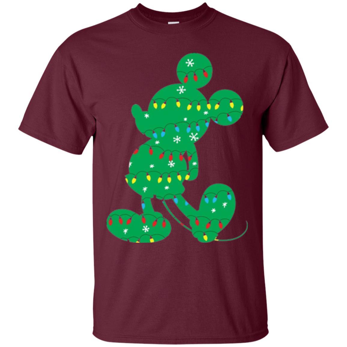 Christmas T-shirt Disney Mickey Mouse Fairy Lights Maroon