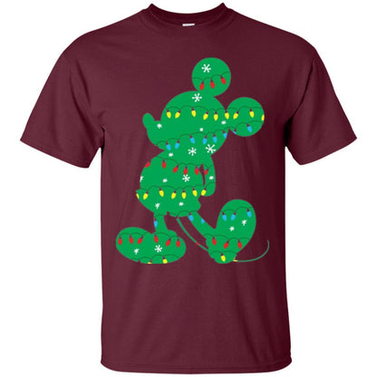 Christmas T-shirt Disney Mickey Mouse Fairy Lights Maroon