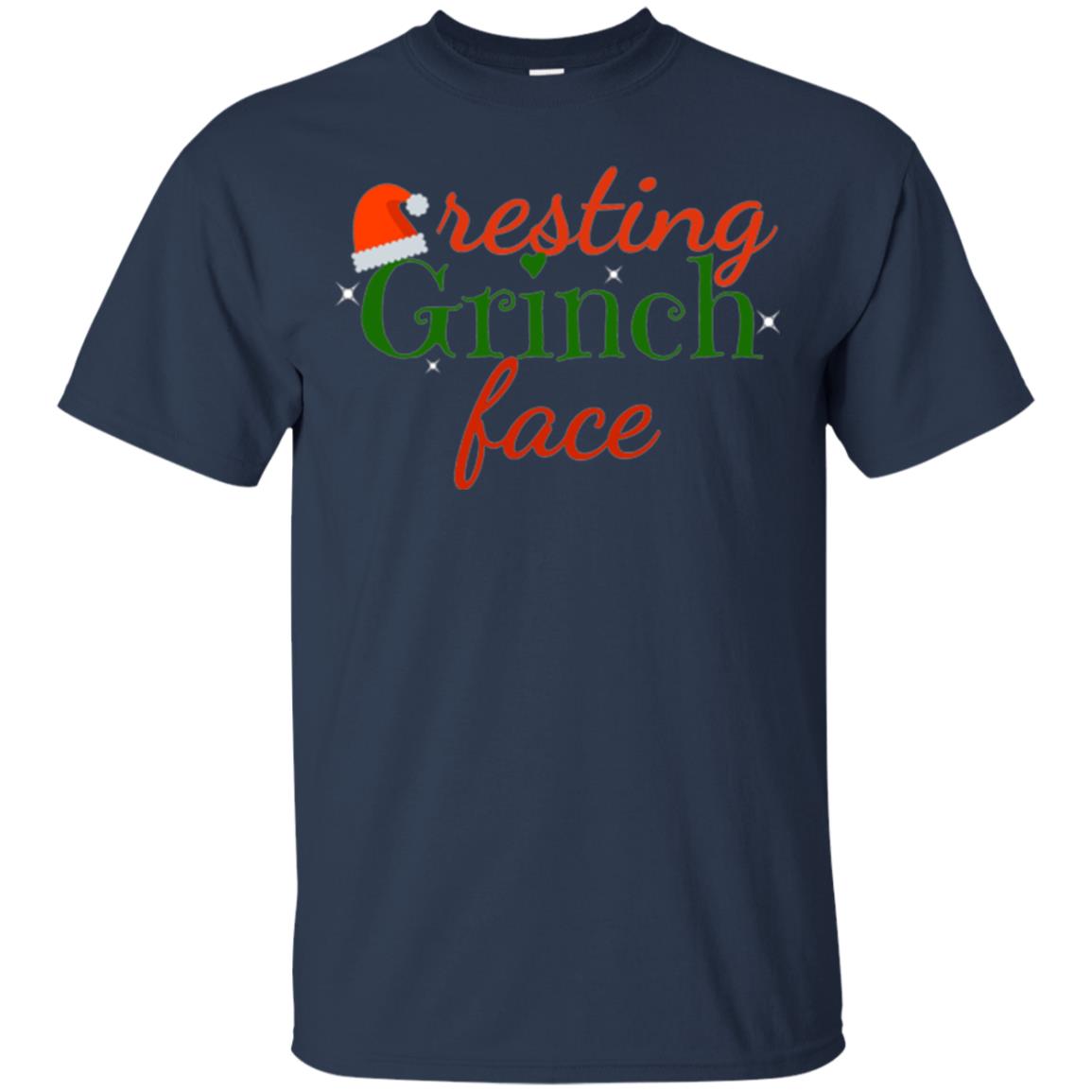 Funny Christmas T-shirt Resting Grinch Face Navy