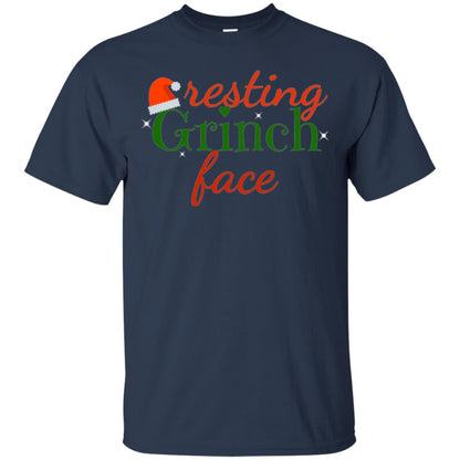Funny Christmas T-shirt Resting Grinch Face Navy