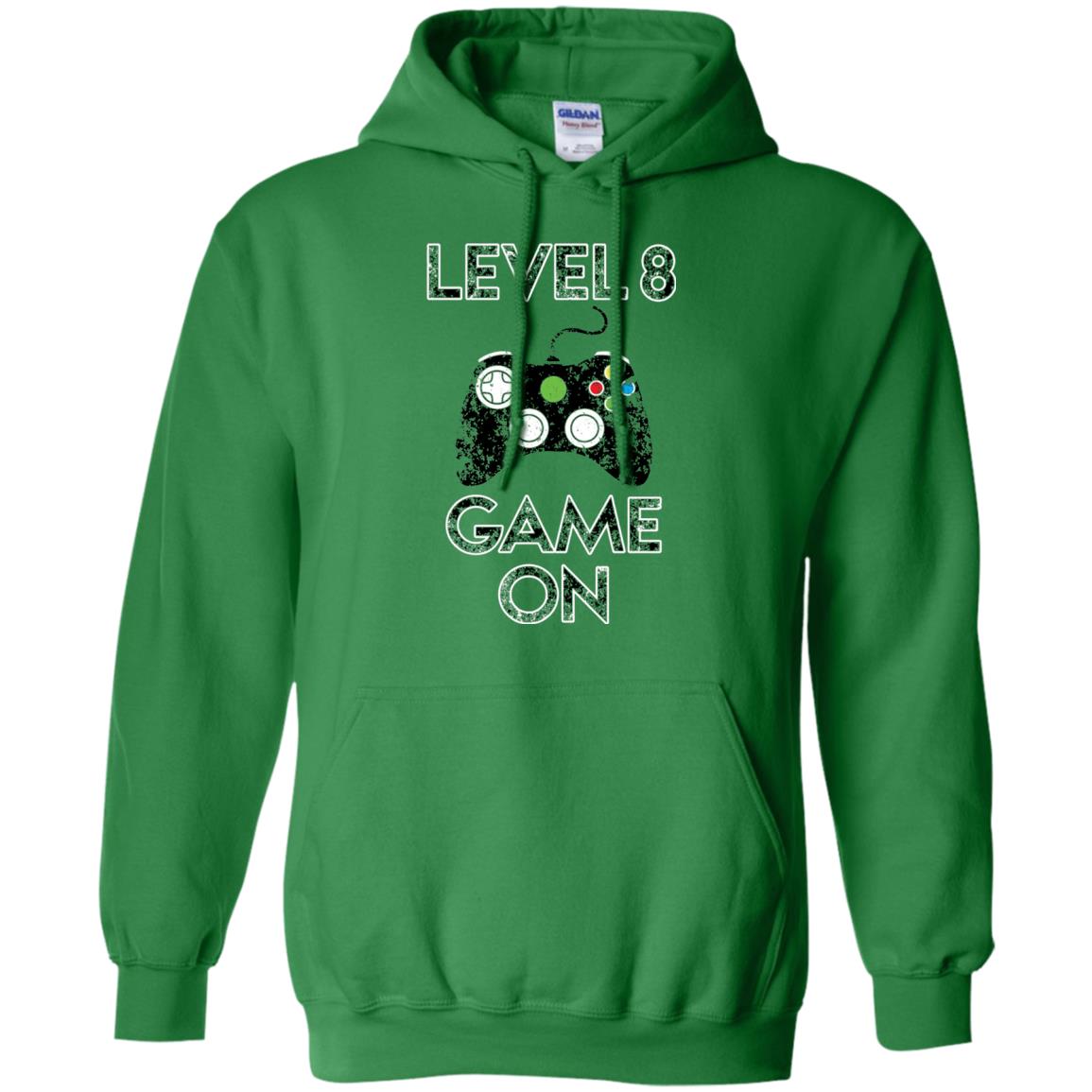 Kids Level 8 Game On 8th Birthday Gift T-shirt Irish Green